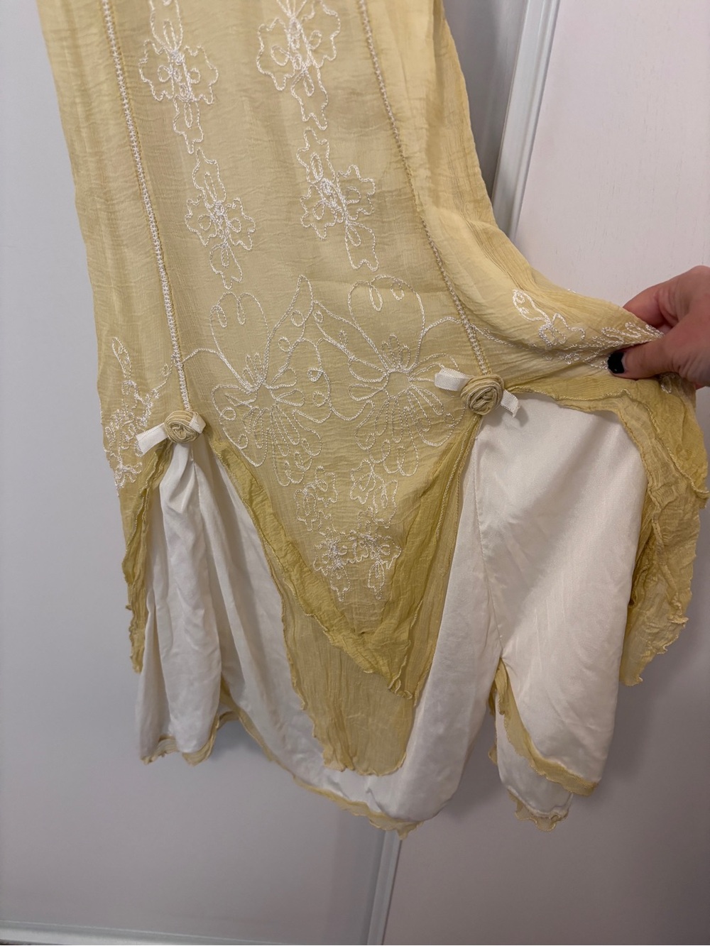 Nataya Edwardian Midi Dress Size S Flutter Sleeves Layers Babydoll Corset Floral - Picture 9 of 16